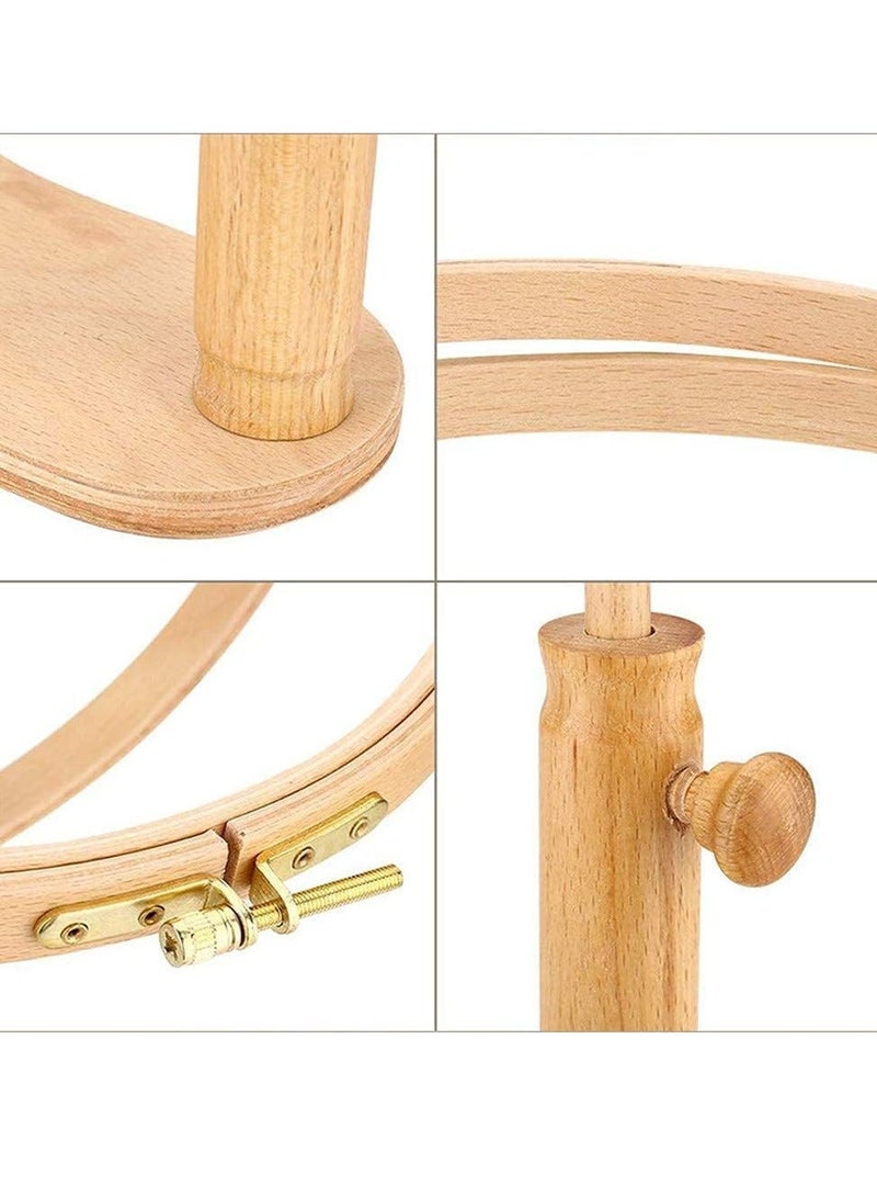Adjustable Embroidery Stand Wooden Embroidery Stand Cross Stitch Hoop Ring Frame Sewing Tools for DIY Craft Sewing Needlepoint Frame Stand and Embroidery Project  - Image 5