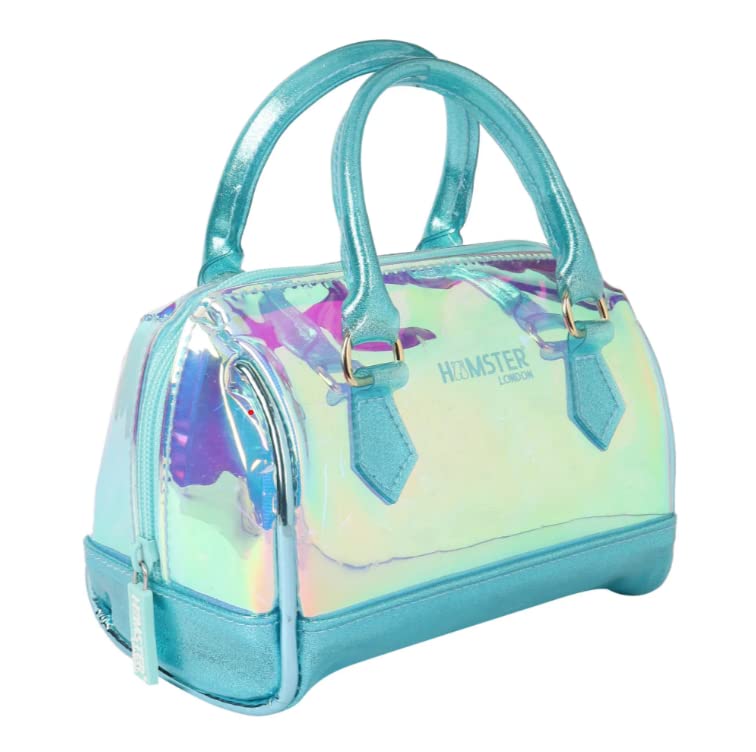 Hamster London Holo Duffle Sling Bags & Handbag for Women Sling Bags | Holographic Purses and Flash Reflective Shoulder Bag for Girl's and Women (Aqua, Size:18cm x10cm x16cm) - Image 2