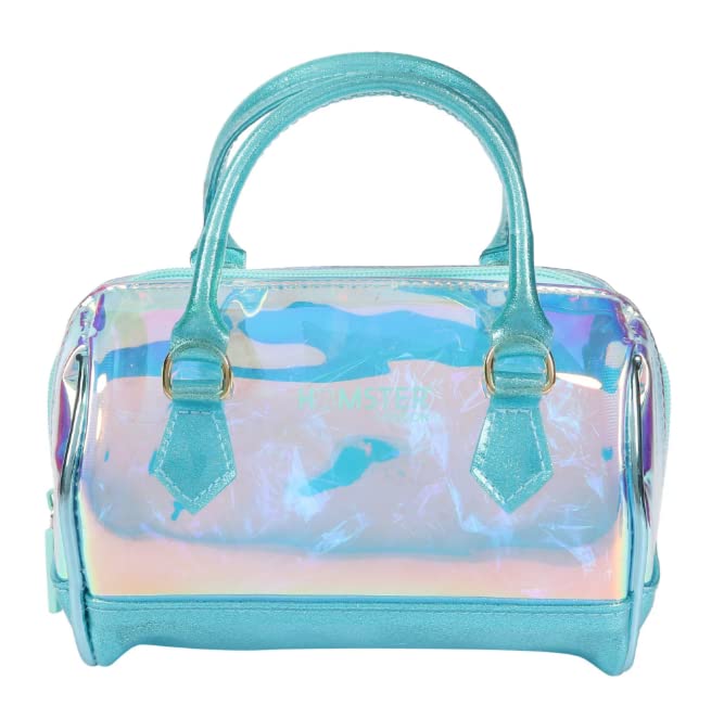 Hamster London Holo Duffle Sling Bags & Handbag for Women Sling Bags | Holographic Purses and Flash Reflective Shoulder Bag for Girl's and Women (Aqua, Size:18cm x10cm x16cm) - Image 3