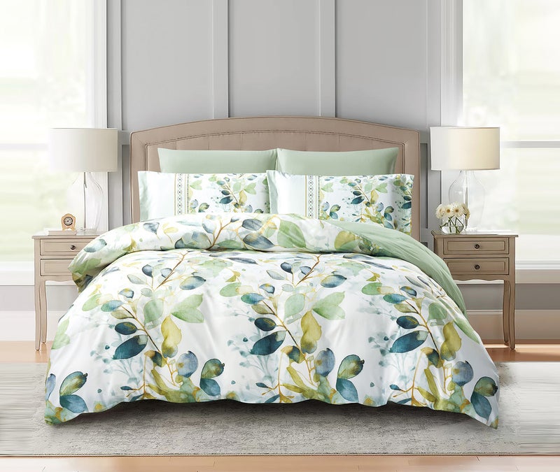 دوناتيلا طقم غطاء لحاف مشجر 4 قطع مقاس كوين يناسب سرير 150×200 سم مايكروفايبر ناعم , تصميم راقي و انيق , يناسب جميع الفصول (لا يشمل حشوة اللحاف) 