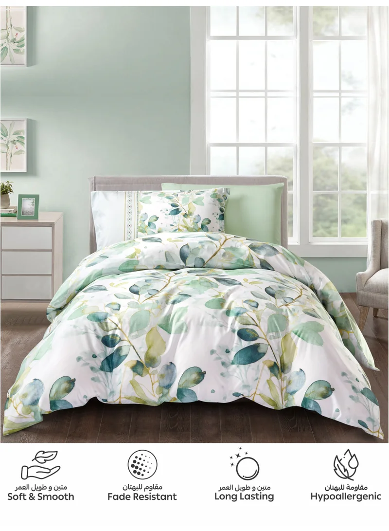 Donetella QUEEN (150x200 cm) Digital Print Duvet cover Set,Queen SizeFits  150x200 cm - 4-Pcs Bed Set, ,Bedding Collection, Microfiber - 1 Duvet Cover, 1 Fitted Sheet, 1 Pillow Shams, 1 Pillowcases (Filler Not Include)  | Best Price UAE