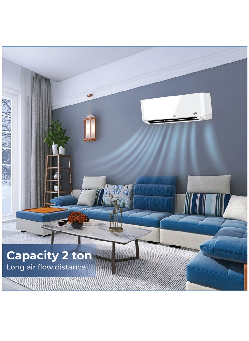 SPJ - SPJ 2 Ton AC, Inverter Split Air Conditioner, 24,000 BTU, 100% COPPER COIL, Enhanced Safety, DC Inverter T3 Compressor, Eco Friendly Refrigerant R410A, Sleep Mode, White, POLAR-INVWTW24KC - Image 1