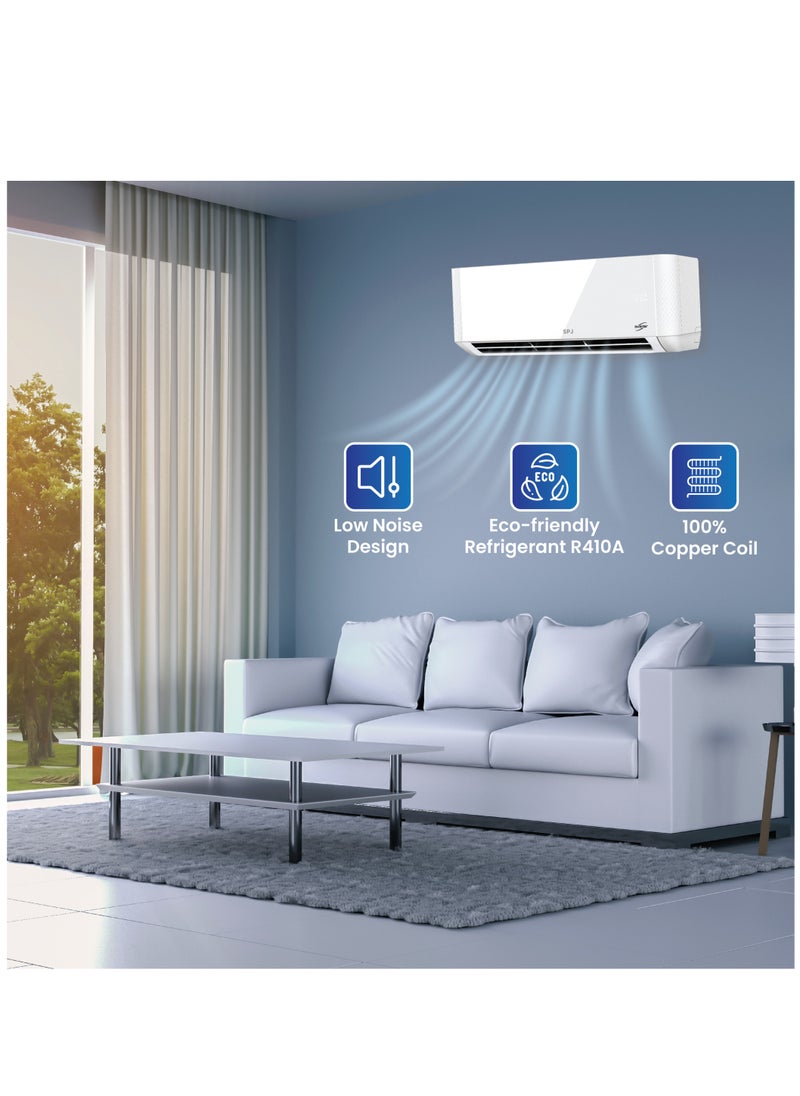 SPJ - SPJ 2 Ton AC, Inverter Split Air Conditioner, 24,000 BTU, 100% COPPER COIL, Enhanced Safety, DC Inverter T3 Compressor, Eco Friendly Refrigerant R410A, Sleep Mode, White, POLAR-INVWTW24KC - Image 1