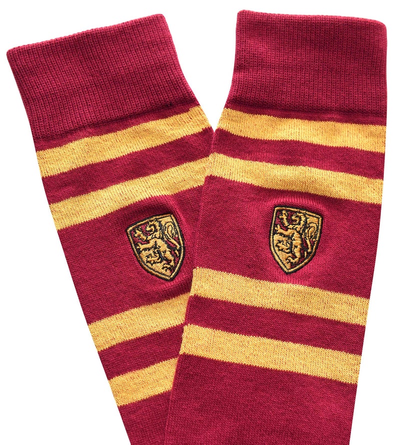 Harry Potter Gryffindor Striped Juniors/Ladies Over the Knee Socks with Embroidered Crest - Image 1