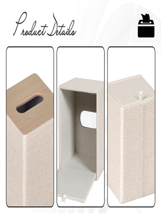 GOLRANLYE Tissue Box Cover Square 2 Pack PU Leather Facial Tissue Box Holder for Dresser Bathroom Decor (Beige) - Image 4