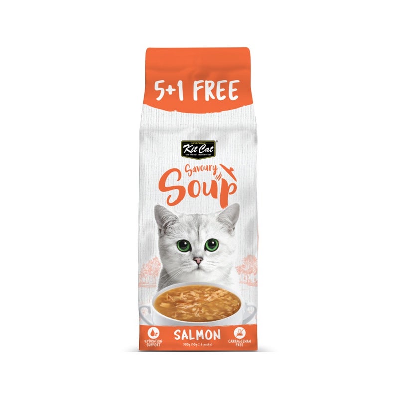 Kit Cat Savoury Soup Salmon Wet Cat Food - 300 g (50g x 6pcs)