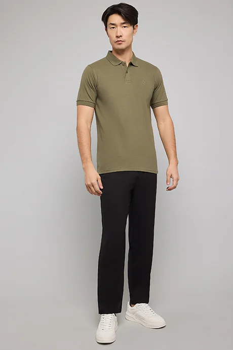 R&B Solid Polo T-Shirt with Short Sleeves