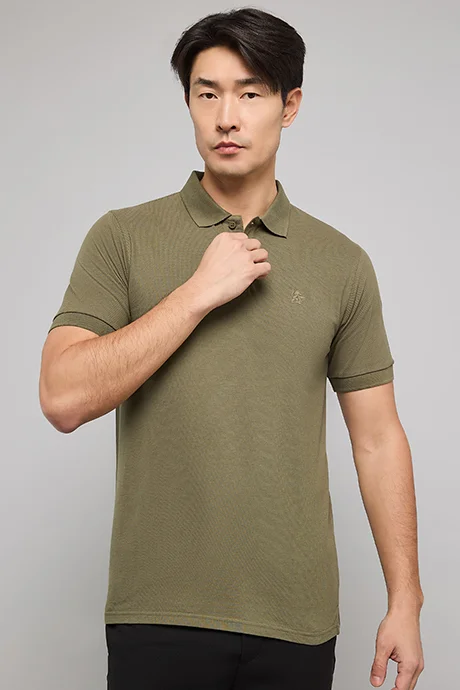R&B Solid Polo T-Shirt with Short Sleeves