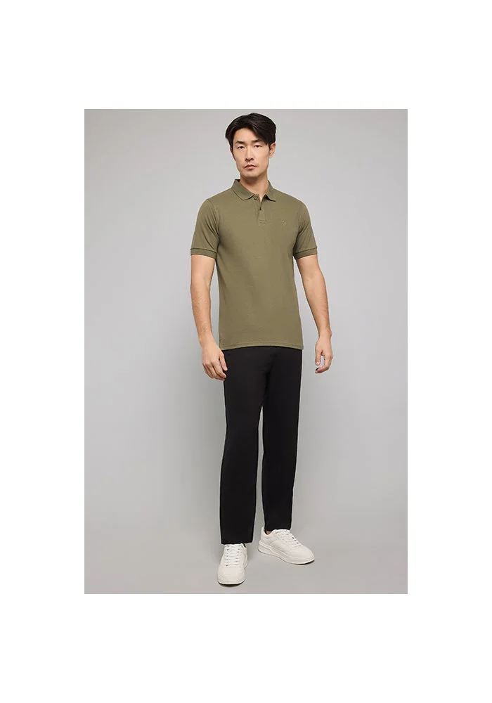 أر أند بي Solid Polo T-Shirt with Short Sleeves