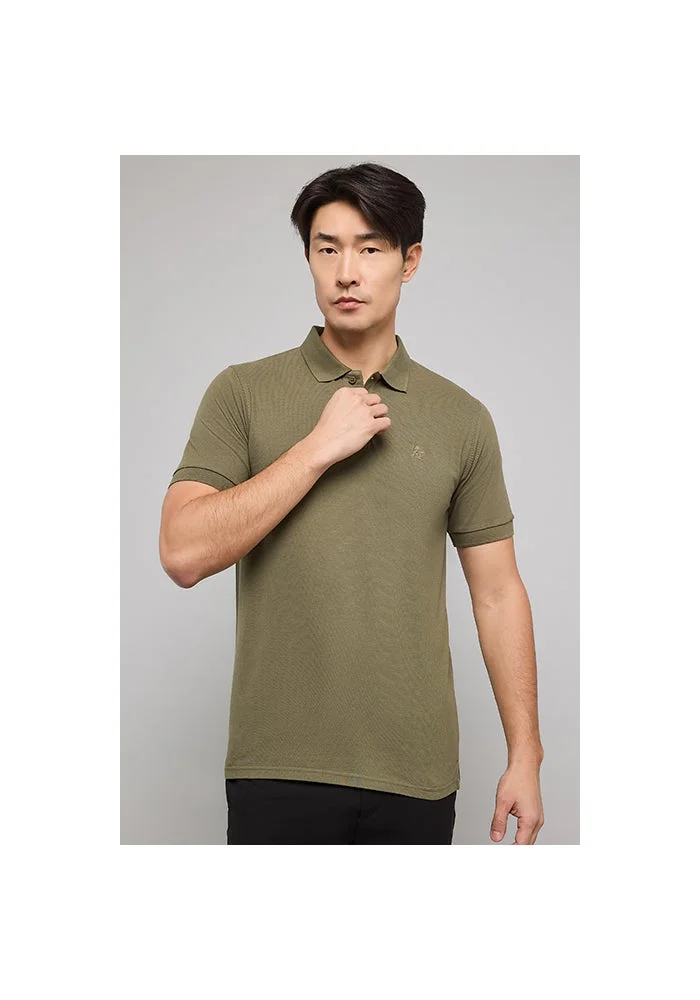 أر أند بي Solid Polo T-Shirt with Short Sleeves