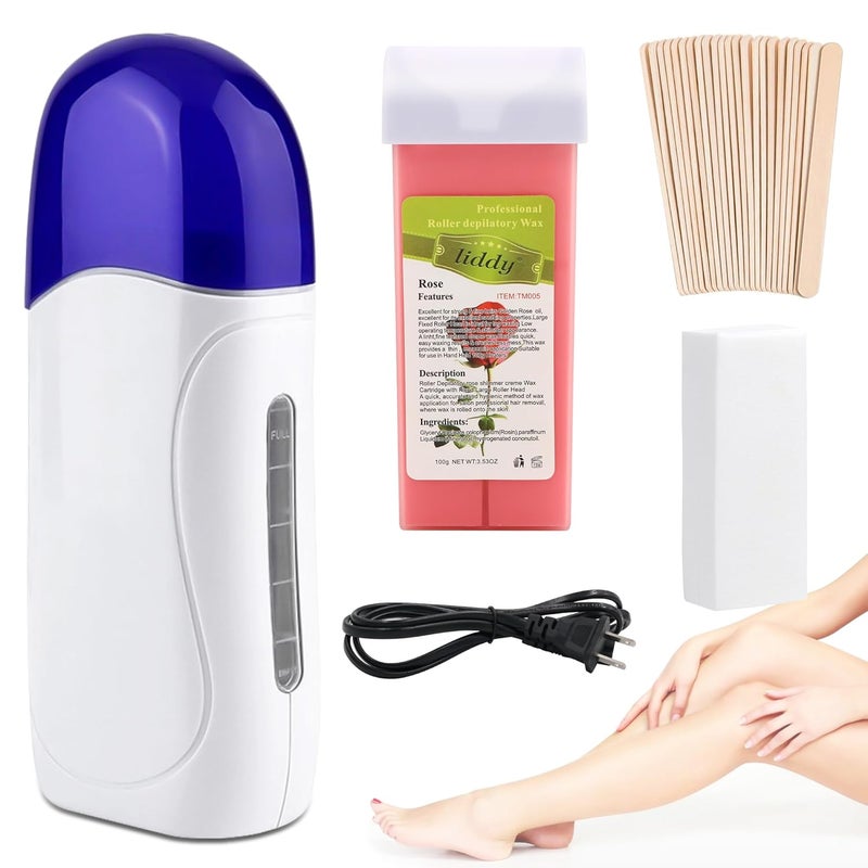 Roll on Wax Kit for Hair Removal  Portable Warmer for Painless AtHome Waxing Ideal for All Body Parts Rose