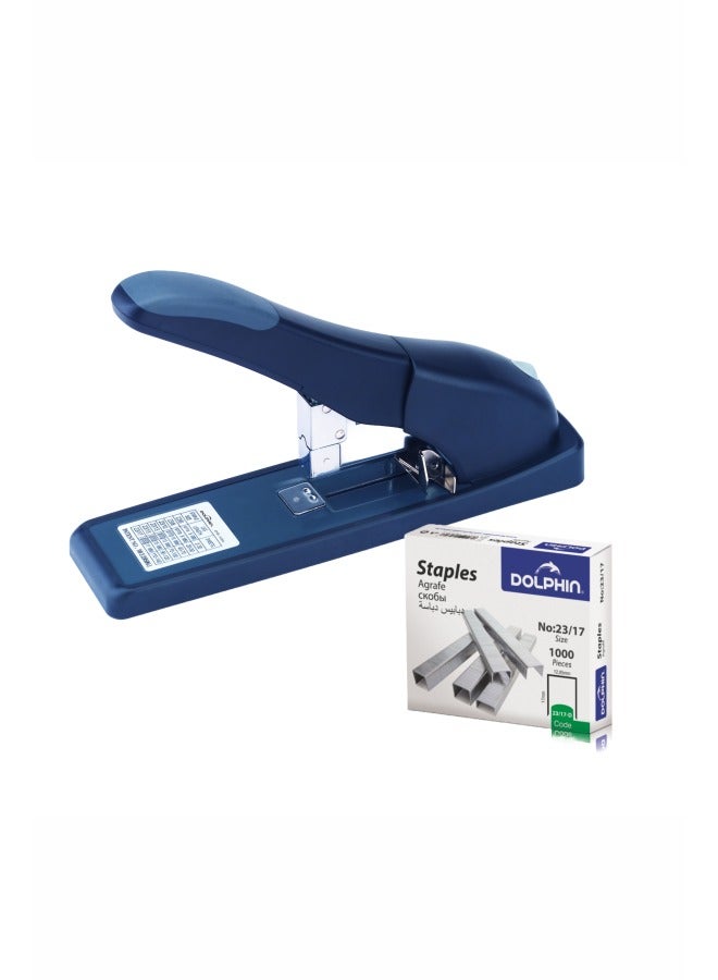 Dolphin DS-100 Heavy-Duty Stapler – 140 Sheet Capacity, Durable Metal Body, Compatible with 23/6 to 23/17 Staples, Top Loading, 5-Year Guarantee 