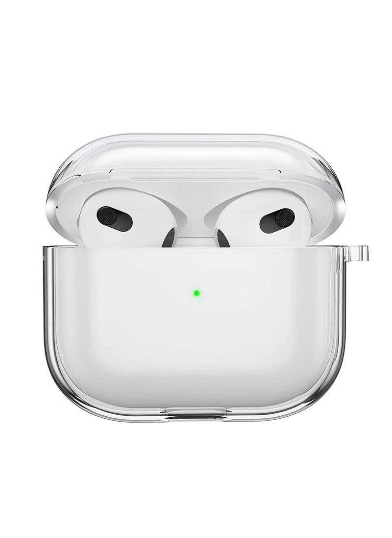CATANES - AirPods 3 Crystal Clear Shockproof Case Transparent Ultra Slim Cover with Keychain Carabiner Compatible with Apple AirPods 3rd Generation Clear - Image 1