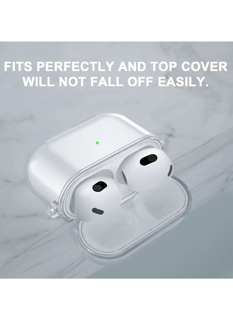 CATANES - AirPods 3 Crystal Clear Shockproof Case Transparent Ultra Slim Cover with Keychain Carabiner Compatible with Apple AirPods 3rd Generation Clear - Image 1