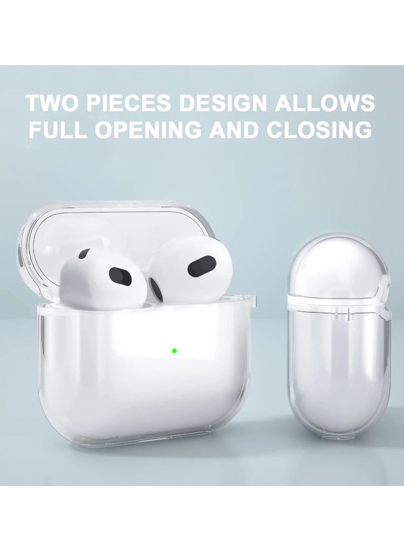 CATANES - AirPods 3 Crystal Clear Shockproof Case Transparent Ultra Slim Cover with Keychain Carabiner Compatible with Apple AirPods 3rd Generation Clear - Image 1
