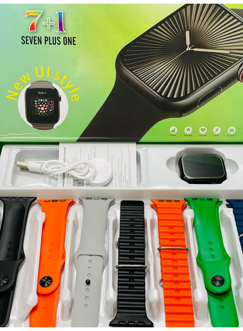 Raxoom Smart Watch with 7+1 Straps Full Touch Color Screen Bluetooth Calling Health and Sports Smartwatch Multicolor  - Image 1