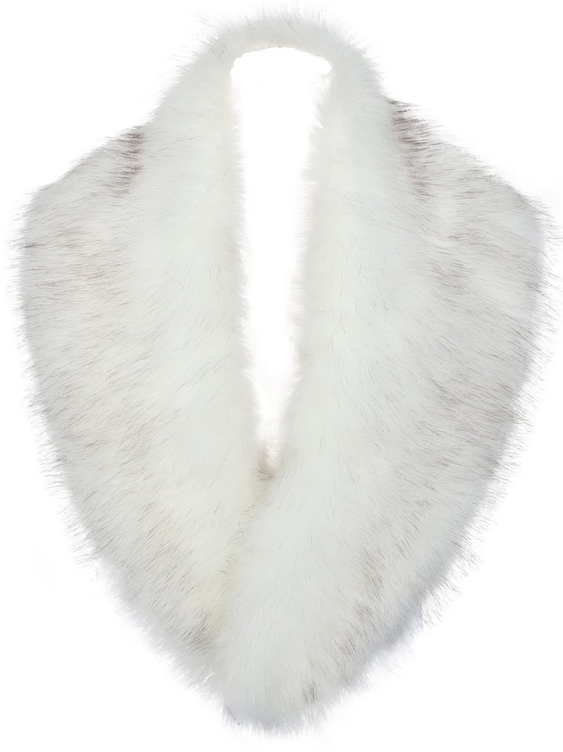 LA CARRIE Women's Faux Fur Collar Scarf Wrap Shawl Cold Winter Warmer(White) - Image 1