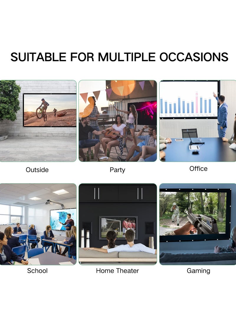 Generic 84 inch Projector Screen,16:9 4K ,with Hooks,Portable, Projection Screens, Movie Screen ,Double Sided ,Washable, Foldable ,for Home Theater , Office, Outdoor Movies,Camp Party  - Image 5