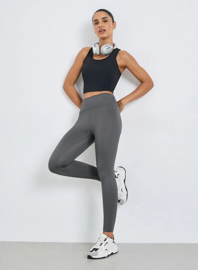 Styli Grey Solid Active Leggings