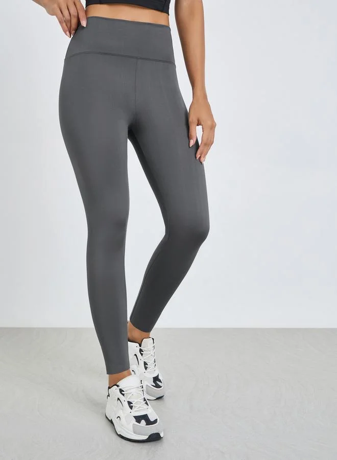 Styli Grey Solid Active Leggings