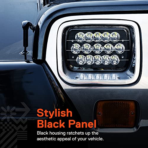 ONLINE LED STORE TRUE MODS 7x6 5x7 H6054 Black LED Headlights H4 Sealed Beam Replacement Lamp for Jeep Wrangler YJ Cherokee XJ Chevy Express Blazer S10 Van GMC Savana Ford Econoline E150 Nissan D21 Toyota Pickup Truck - Image 2