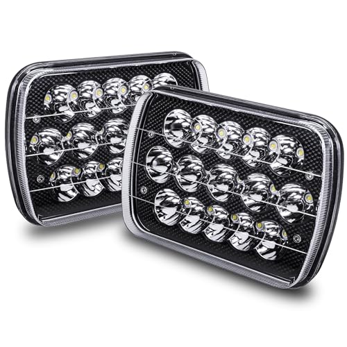 ONLINE LED STORE TRUE MODS 7x6 5x7 H6054 Black LED Headlights H4 Sealed Beam Replacement Lamp for Jeep Wrangler YJ Cherokee XJ Chevy Express Blazer S10 Van GMC Savana Ford Econoline E150 Nissan D21 Toyota Pickup Truck - Image 1
