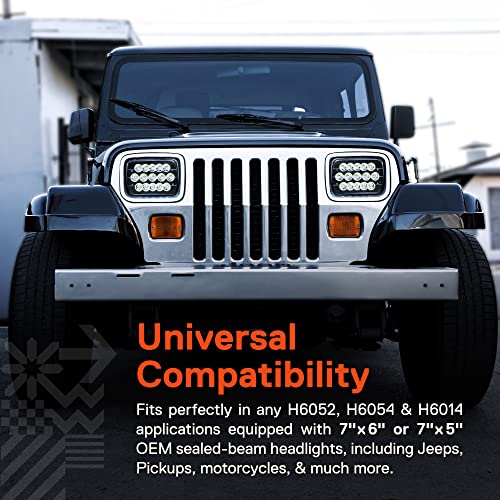ONLINE LED STORE TRUE MODS 7x6 5x7 H6054 Black LED Headlights H4 Sealed Beam Replacement Lamp for Jeep Wrangler YJ Cherokee XJ Chevy Express Blazer S10 Van GMC Savana Ford Econoline E150 Nissan D21 Toyota Pickup Truck - Image 5