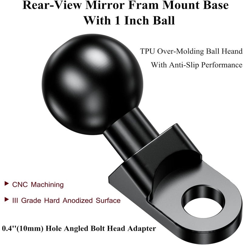 BRCOVAN 2 Pack, Aluminum Alloy Mount Base with 1'' TPU Ball & 10mm Mounting Hole, Angled Bolt Head Adapter Ball Base Compatible with RAM Mounts B Size Double Socket Arm - Image 2
