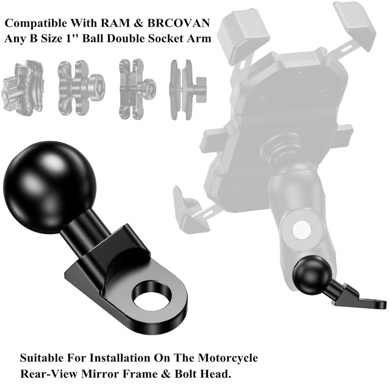 BRCOVAN 2 Pack, Aluminum Alloy Mount Base with 1'' TPU Ball & 10mm Mounting Hole, Angled Bolt Head Adapter Ball Base Compatible with RAM Mounts B Size Double Socket Arm - Image 5