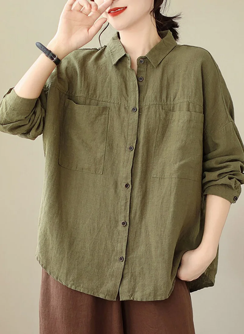 YUNIQEE Olive Green Solid Cotton Shirt