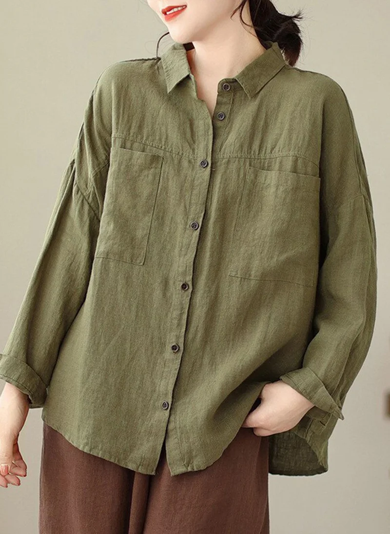 YUNIQEE Olive Green Solid Cotton Shirt