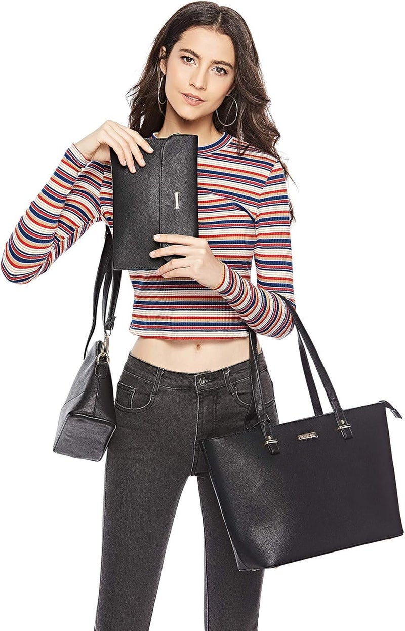 YTL Women Fashion Handbags Wallet Tote Bag Shoulder Bag Top Handle Satchel Purse Set 4pcs - Image 2