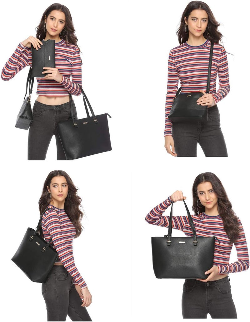 YTL Women Fashion Handbags Wallet Tote Bag Shoulder Bag Top Handle Satchel Purse Set 4pcs - Image 3