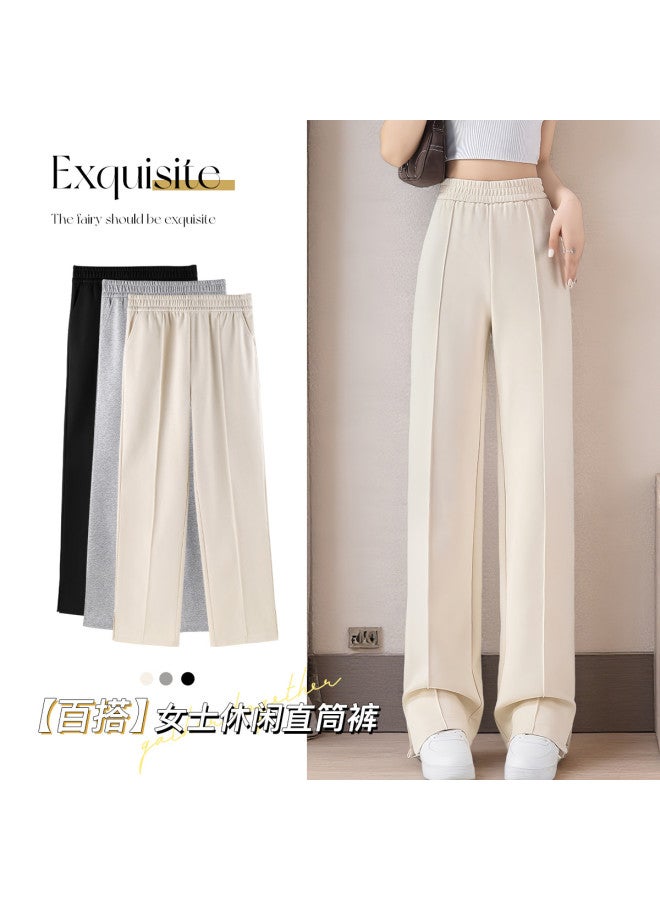 Moonbadi Spring And Autumn Fashion Vertical Striped High-Waisted Straight-Leg Pants, Women'S Cotton-Soft Comfortable And Breathable Leggings - Image 4