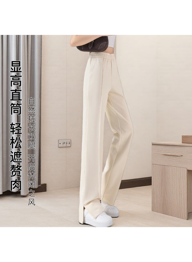 Moonbadi Spring And Autumn Fashion Vertical Striped High-Waisted Straight-Leg Pants, Women'S Cotton-Soft Comfortable And Breathable Leggings - Image 3