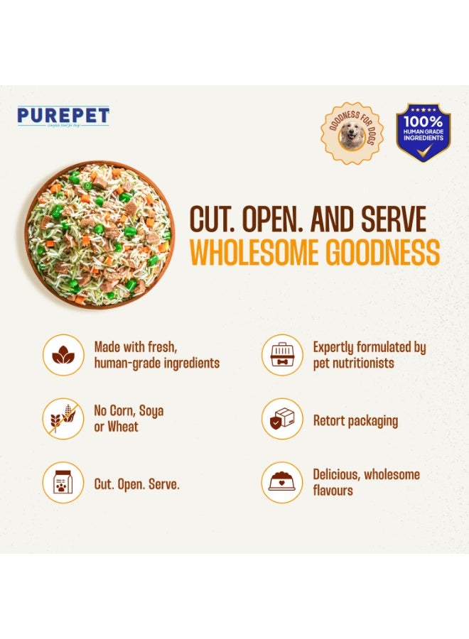 Purepet Fresh Wet Dog Food Combo Pack of 7 Biryanis – Mutton, Chicken, Vegetable & Pumpkin (8 x 300g) | Free 1 Pouch Inside | High Protein | Real Meat, Veggies | No Preservatives | Ready to Serve - Image 4