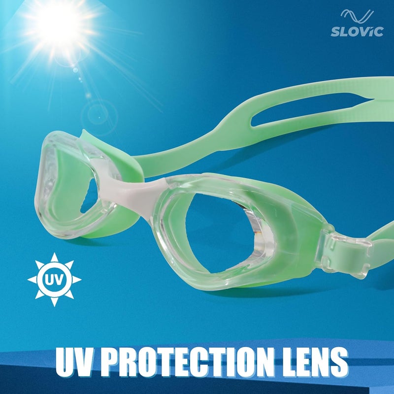 SLOVIC Swimming Goggles for Men [Green] | Swimming Goggles for Women | Anti-Fog & UV Protected Swimming Glasses for Men | Swimming Accessories | Leaf-Proof Goggle with Adjustable Straps & Nose Bridge - Image 5