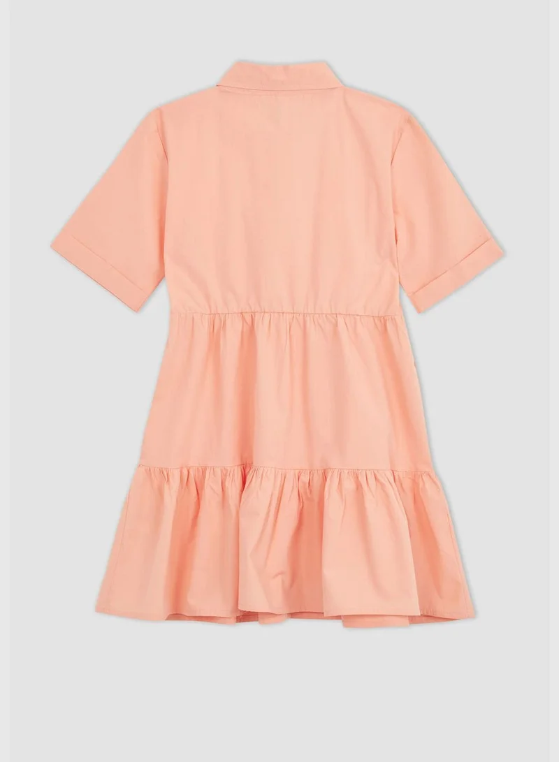 DeFacto Regular Fit Short Sleeve Frill Detail Midi Dress
