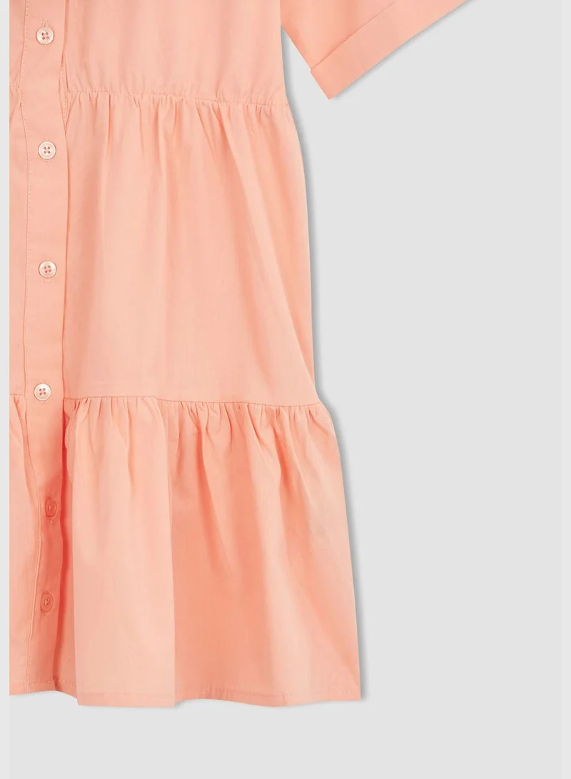 DeFacto Regular Fit Short Sleeve Frill Detail Midi Dress