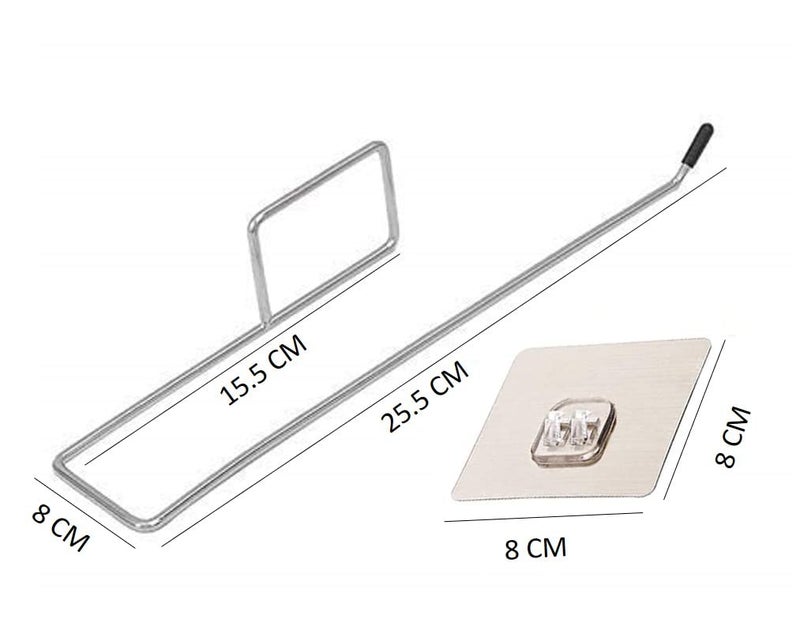 RIOMAX Stainless Steel Drill Free SelfAdhesive Paper Roll Holder Tissue Paper Stand Towel Bar Hanger Kitchen Towel Holder for Kitchen Bathroom Toilet Pack of 1 - Image 2