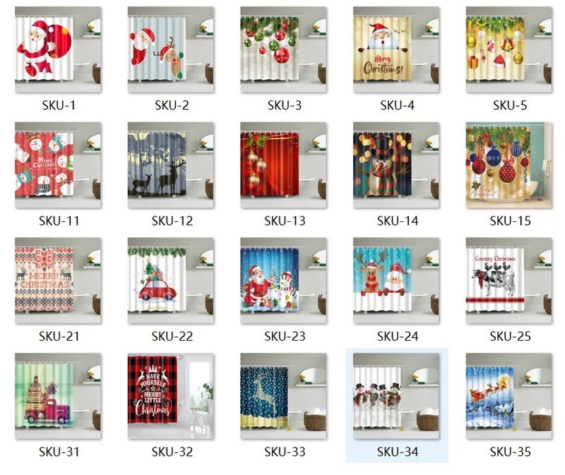 Y&D Modern Style Christmas Tree Shower Curtain,  Best Sale Water Proof Shower Curtains With Hooks - Image 4