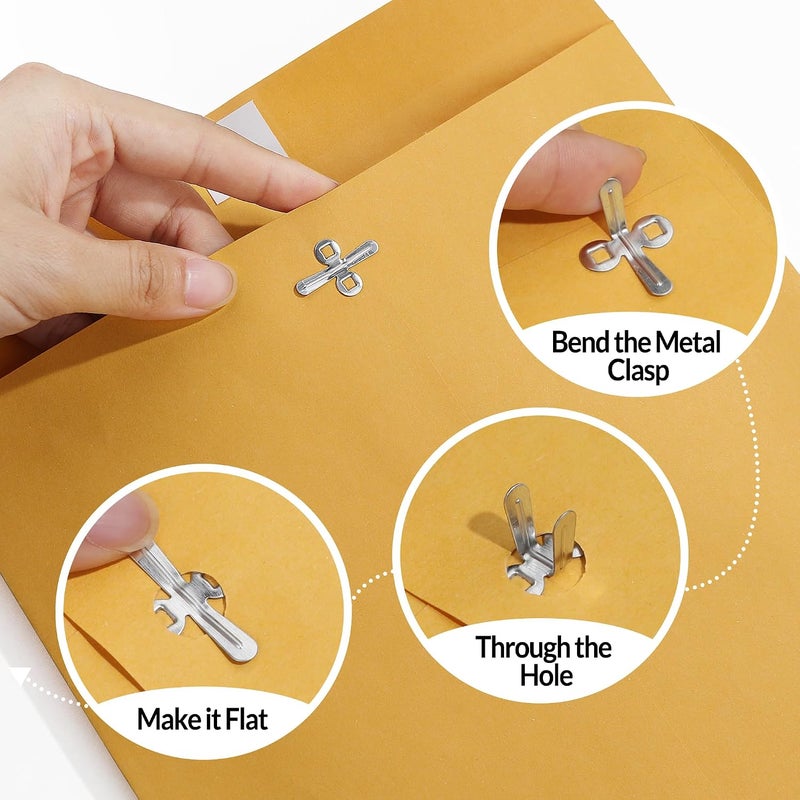 SUNEE 9"x12" Envelopes, 28-lb Heavyweight Kraft Paper, 100 Count, Brown Envelopes with Metal Clasp, for Storing, Mailing & Organizing Documents, Photos - Image 4