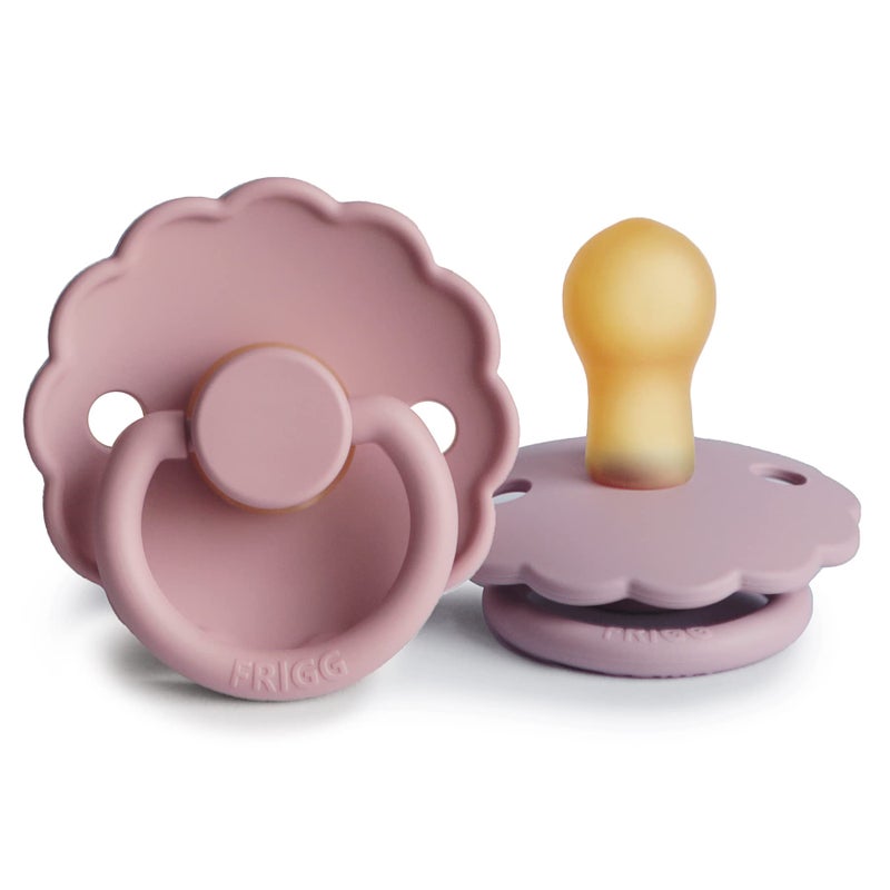 فريج Daisy Natural Rubber Baby Pacifier | Made in Denmark | BPA-Free (Baby Pink/Soft Lilac, 0-6 Months) 2-Pack - Image 1