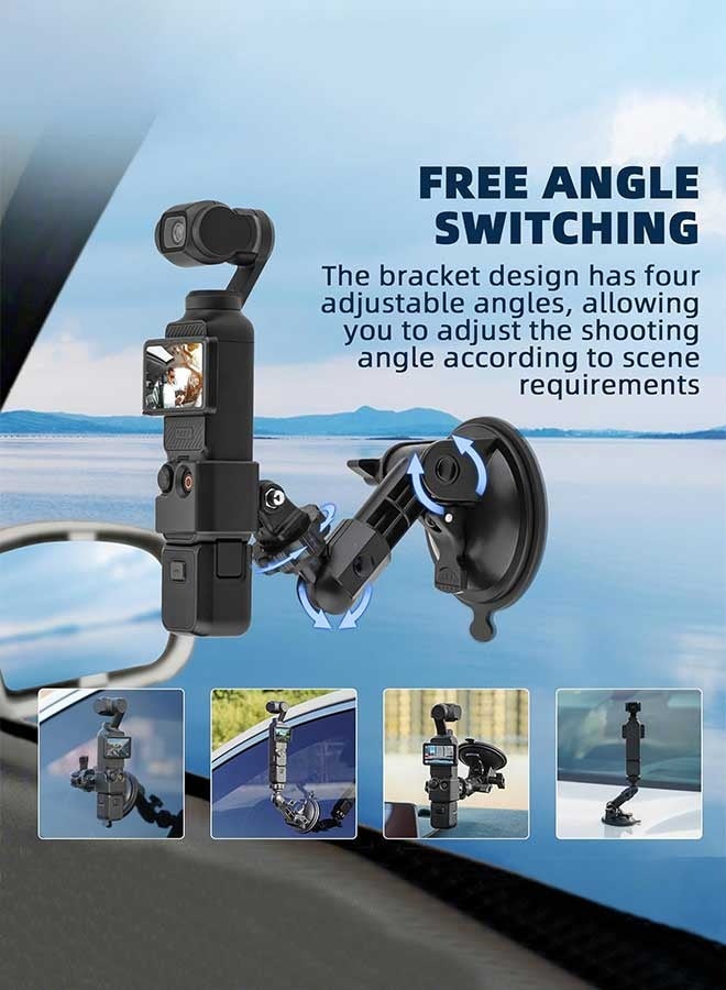 رَوَائِد حامل بكوب شفط ثلاثي Pocket 3 – قاعدة تركيب للزجاج الأمامي أو لوحة القيادة مع محول توسعة – متوافق مع Insta360 X3 / X4 / X2 / Go 3S ومع GoPro Max / Mini / Hero 12 / 11 / 10 / 9 / 8 / 7 / 6 / 5 وPocket 3 / 2 وAction 3 / 4 - Image 5