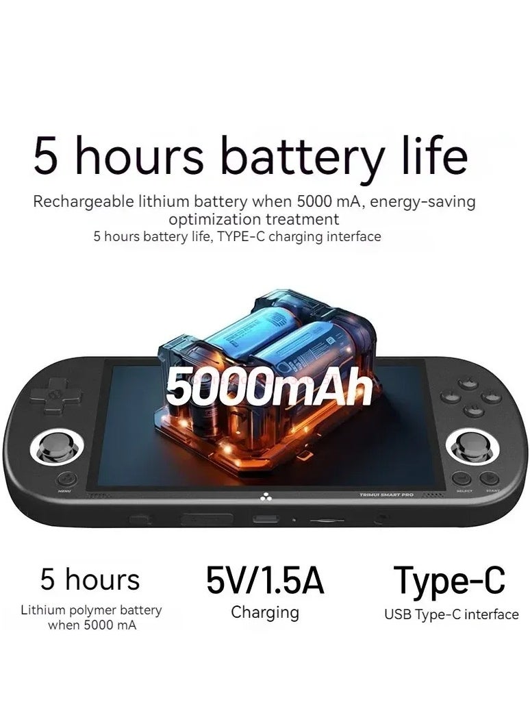 null - Smart Pro Open Source Handheld Game Console, Retro Arcade HD 4.96-inch IPS Screen Game Console, Linux System, 5000 mAh Large Battery (Black) - Image 1