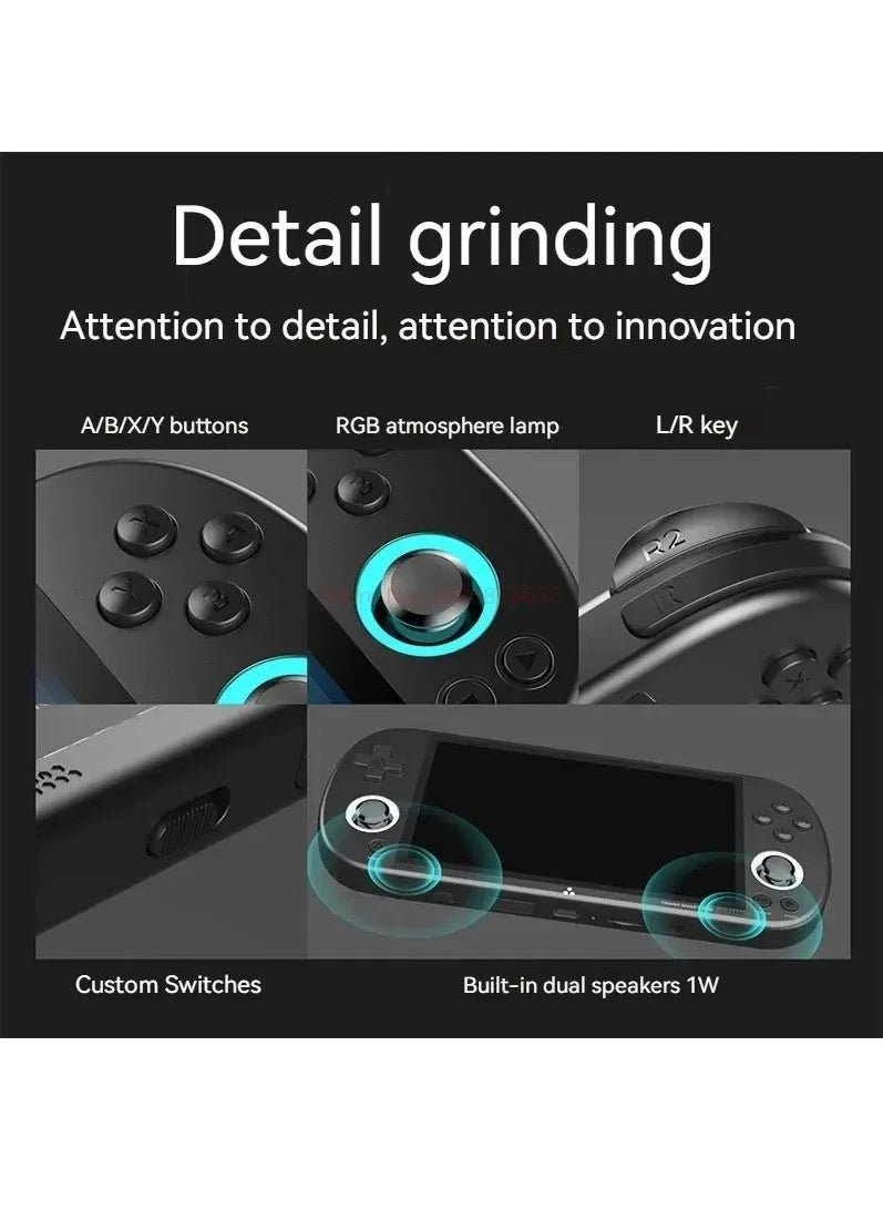 null - Smart Pro Open Source Handheld Game Console, Retro Arcade HD 4.96-inch IPS Screen Game Console, Linux System, 5000 mAh Large Battery (Black) - Image 1
