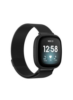 Replacement Strap For Fitbit Versa 4 / 3 Milanese Magnetic Metal Weave Watchband, Small Size Black