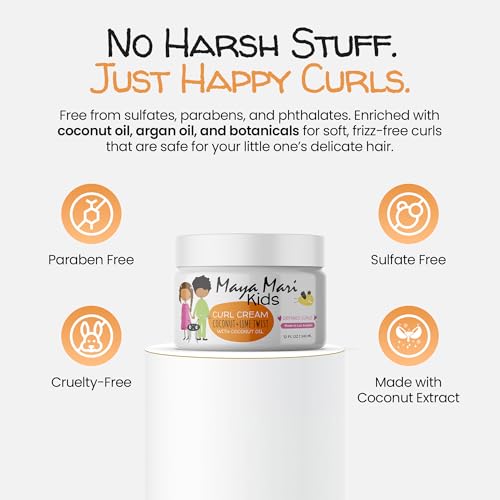 MAYA MARI - Kids Curl Cream With Coconut Oil, Curly Hair Cream, Coconut and Lime Twist, 12 oz - Image 5