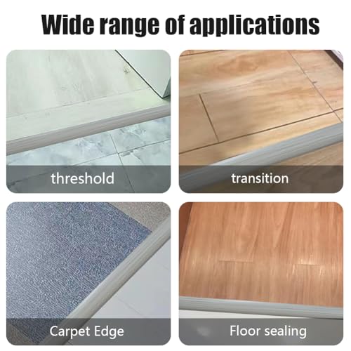 Panço شريط انتقال الأرضية ذاتي اللصق، شريط انتقال السجاد إلى البلاط، شريط انتقال الأرضيات المرنة من الفينيل لشريط عتبة السجاد (خشب رمادي، 5 مم/10 قدم) - Image 5