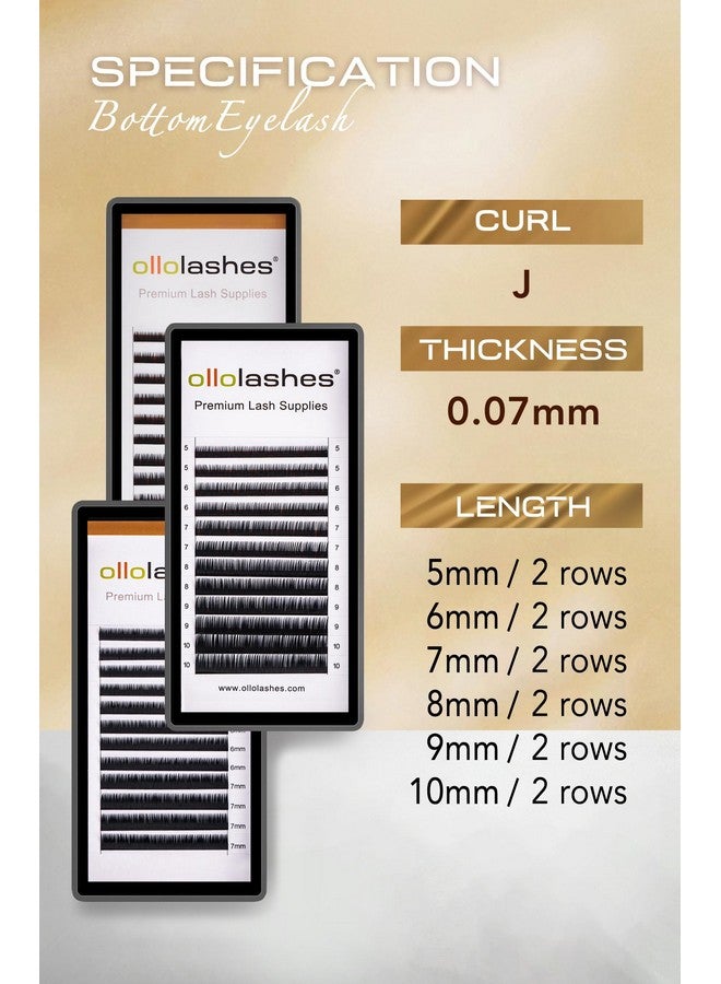 اولولاشز وصلات رموش سفلية من OLLOLASHES BCJ Curl Mix، سمك 4-10 مم، لون أسود، 0.03، 0.05، 0.07، 0.10، 0.15، وصلات رموش سفلية فائقة اللمعان، لوازم احترافية لفناني الرموش (السفلي J، 0.07، 5-10 مم) - Image 2